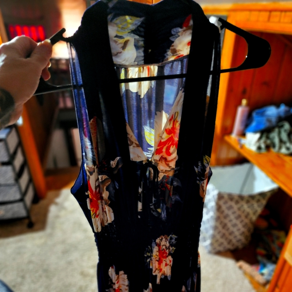 Floral navy blue maxi dress